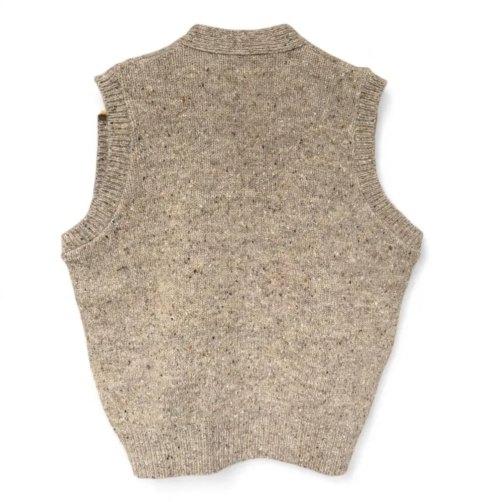 Vintage Eddie Bauer Wool Tweed Sweater Vest Speckled Knit size L